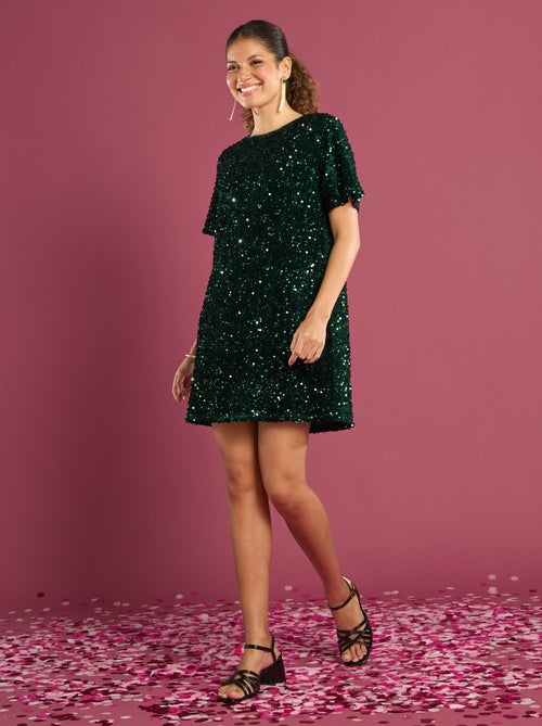 Robe à sequins avec dos noué - Kiabi