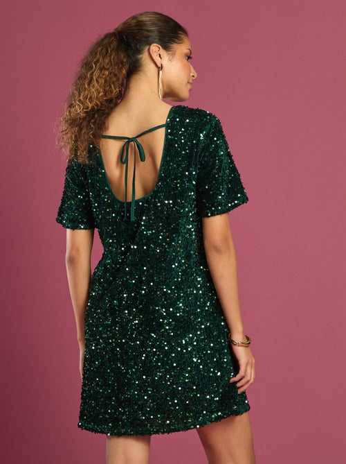 Robe à sequins avec dos noué - Kiabi