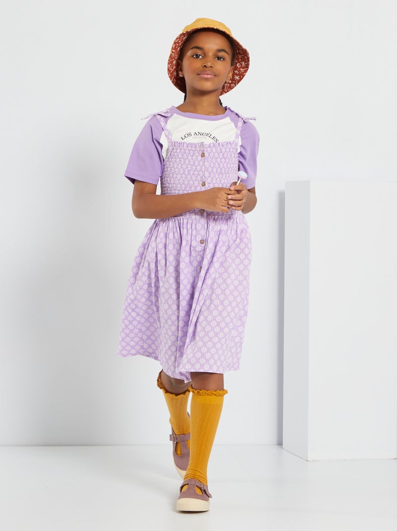 Robe à smocks fines bretelles parme - Kiabi