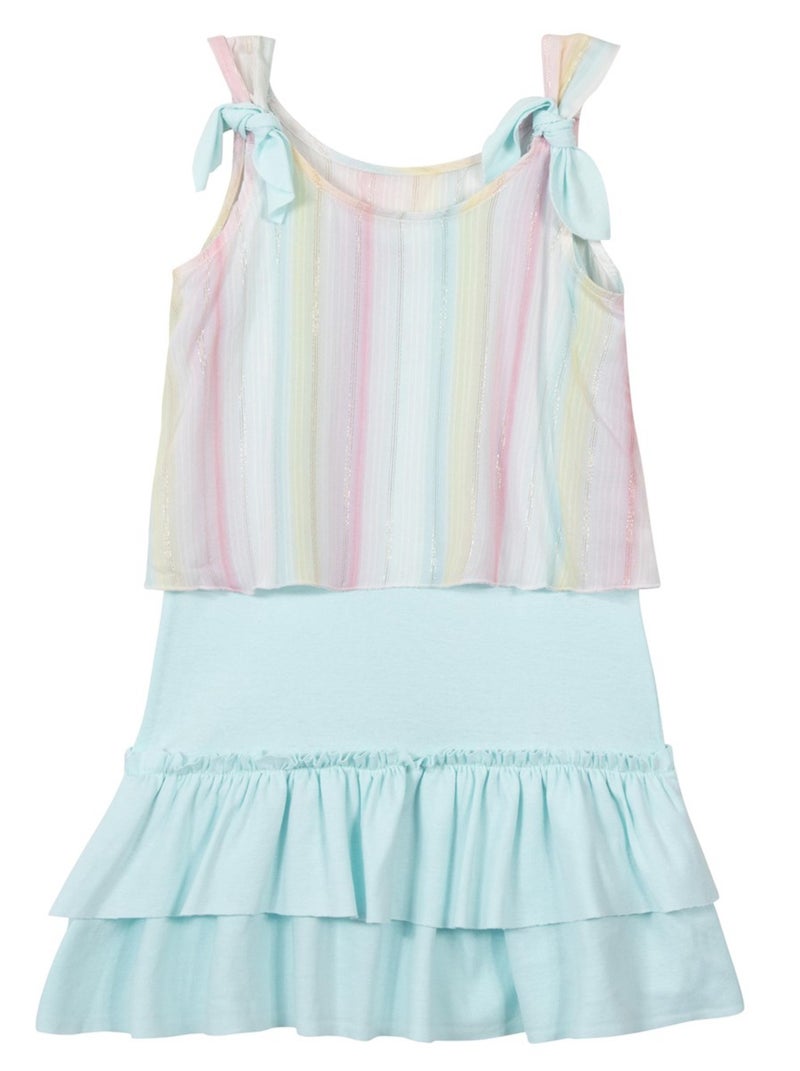 Robe À Volants Avec Haut Rayé Bleu ciel - Kiabi