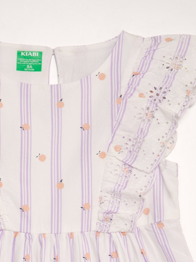 Robe à volants Blanc/violet - Kiabi