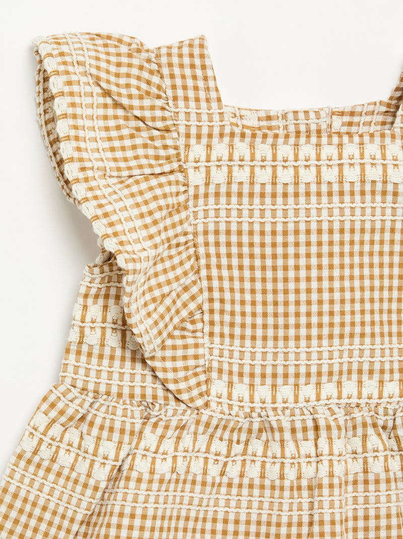 Robe à volants et motif à carreaux Marron - Kiabi