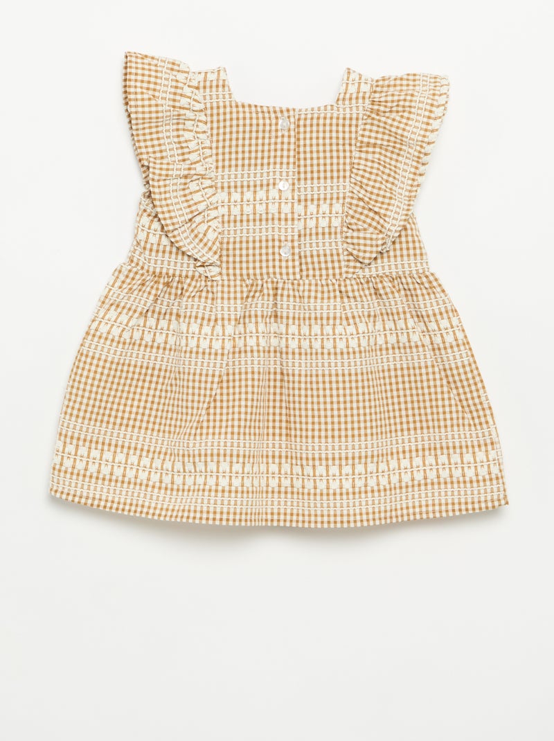 Robe à volants et motif à carreaux Marron - Kiabi
