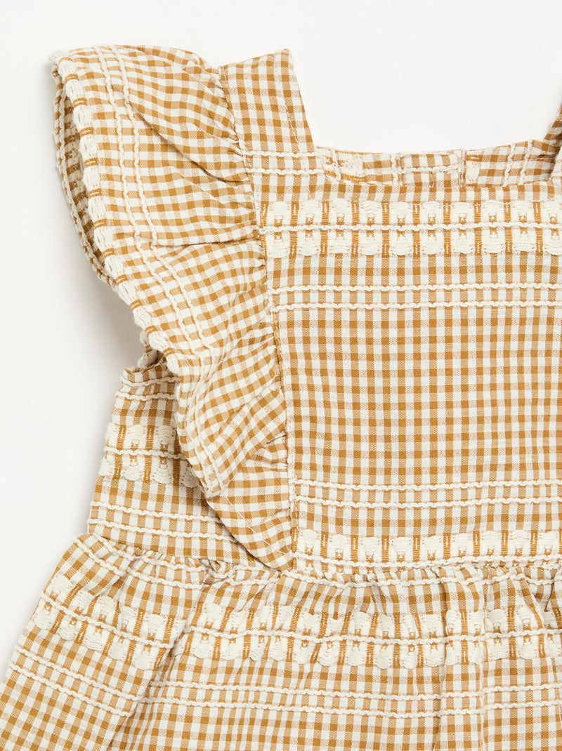 Robe à volants et motif à carreaux Marron - Kiabi