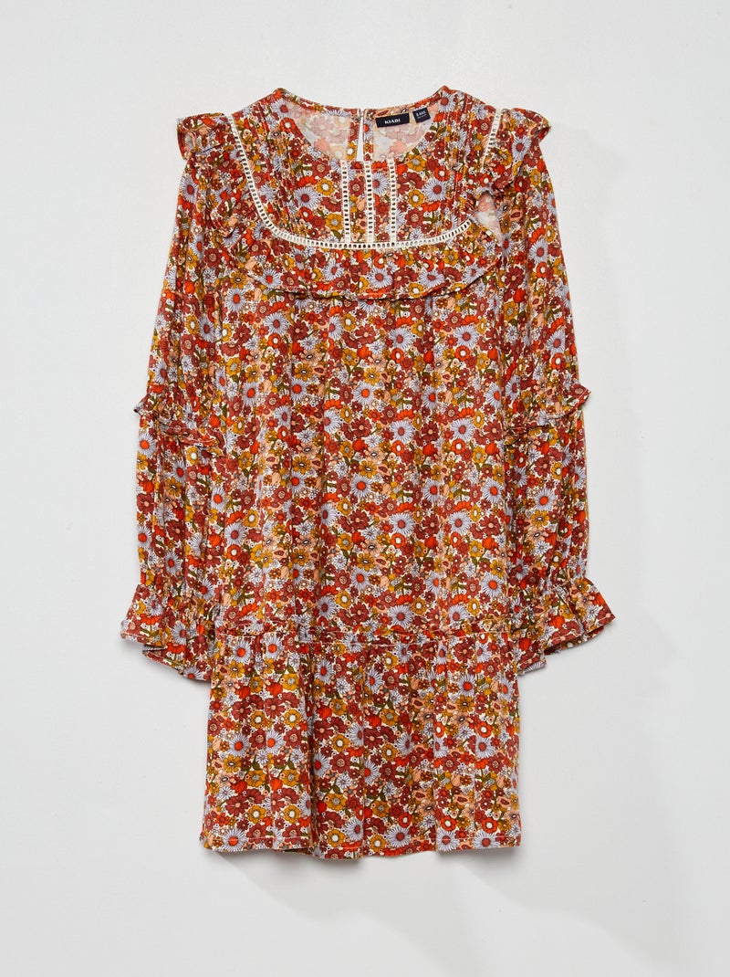 Robe à volants imprimée Rose - Kiabi