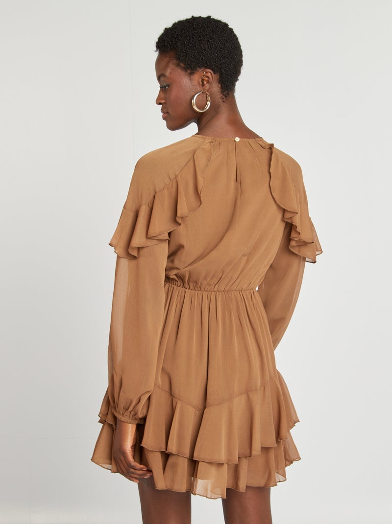 Robe à volants Marron - Kiabi