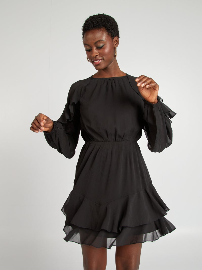 Robe à volants Noir - Kiabi