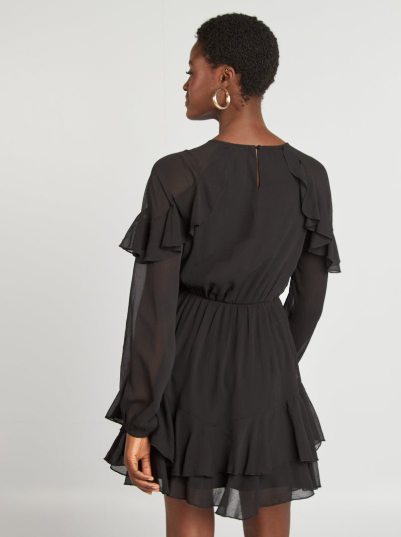 Robe à volants Noir - Kiabi