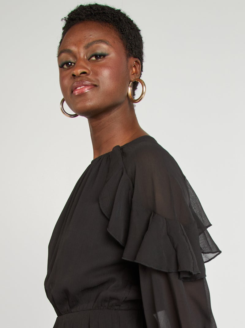 Robe à volants Noir - Kiabi
