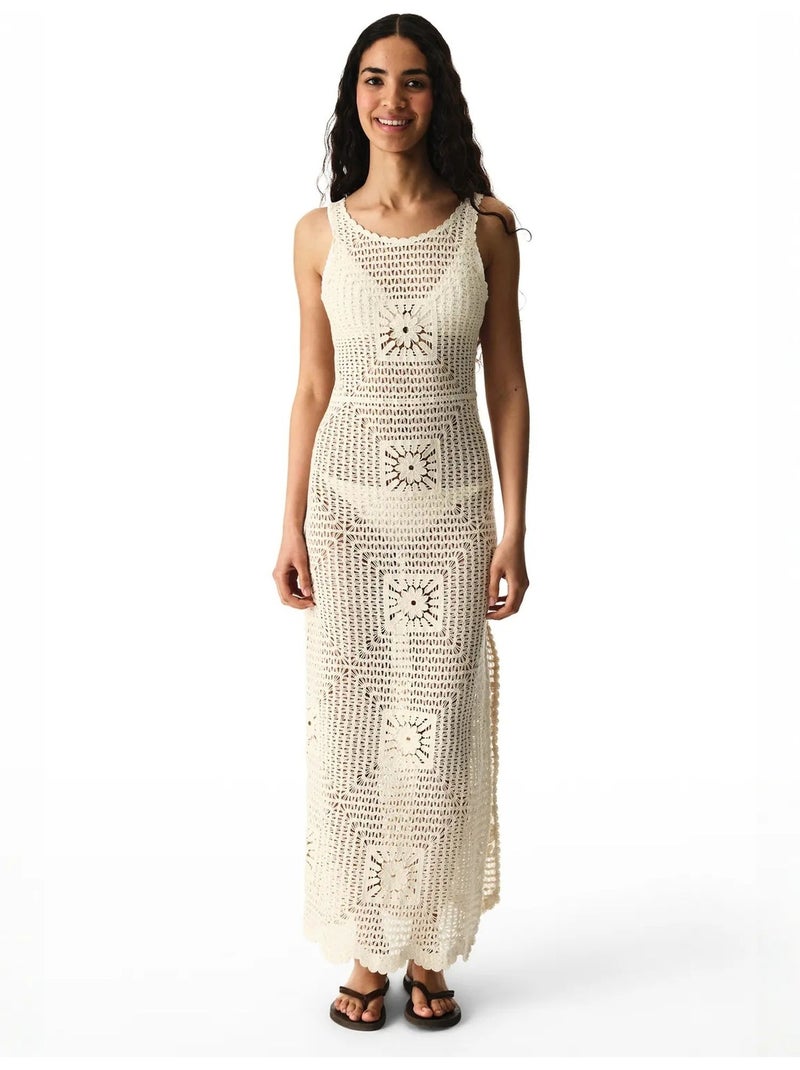 Robe aegean à motif ajouré penti Blanc cassé - Kiabi