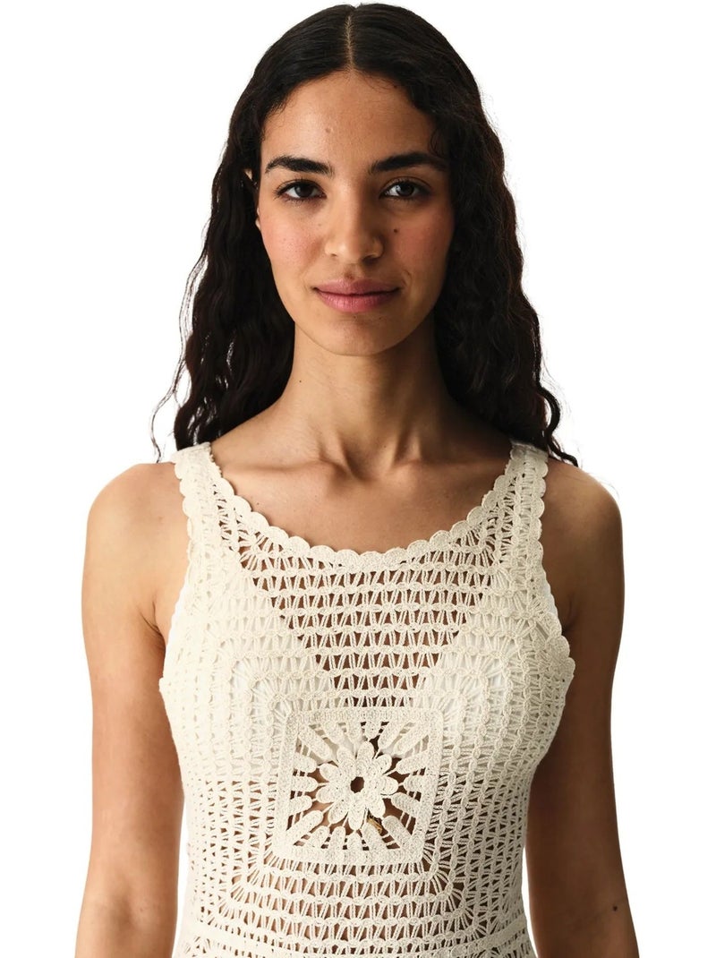 Robe aegean à motif ajouré penti Blanc cassé - Kiabi