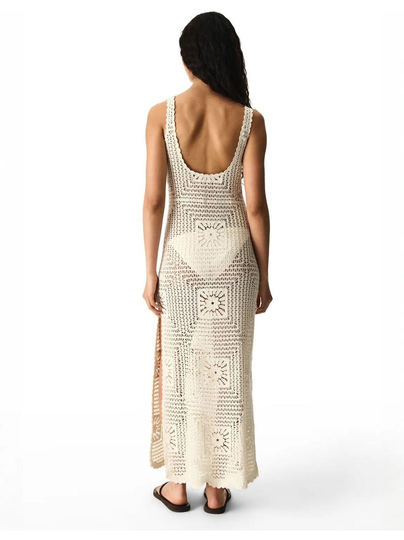 Robe aegean à motif ajouré penti Blanc cassé - Kiabi