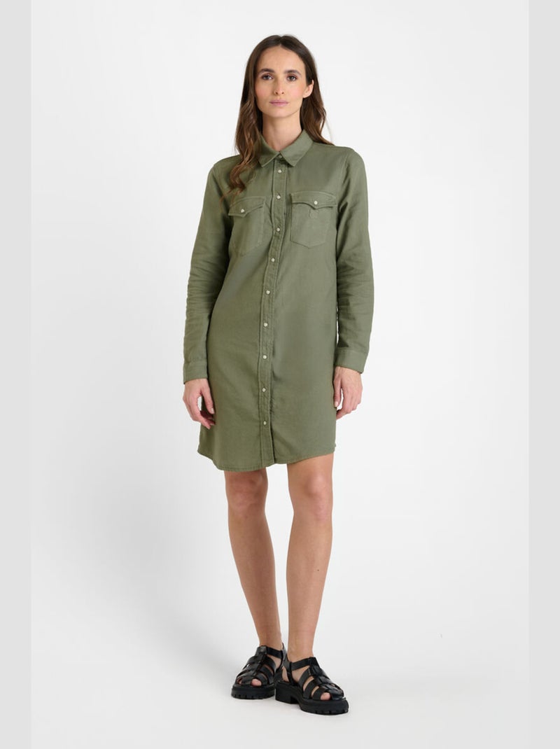 Robe ALIO droite en jeans 'Le Temps Des Cerises' Vert - Kiabi