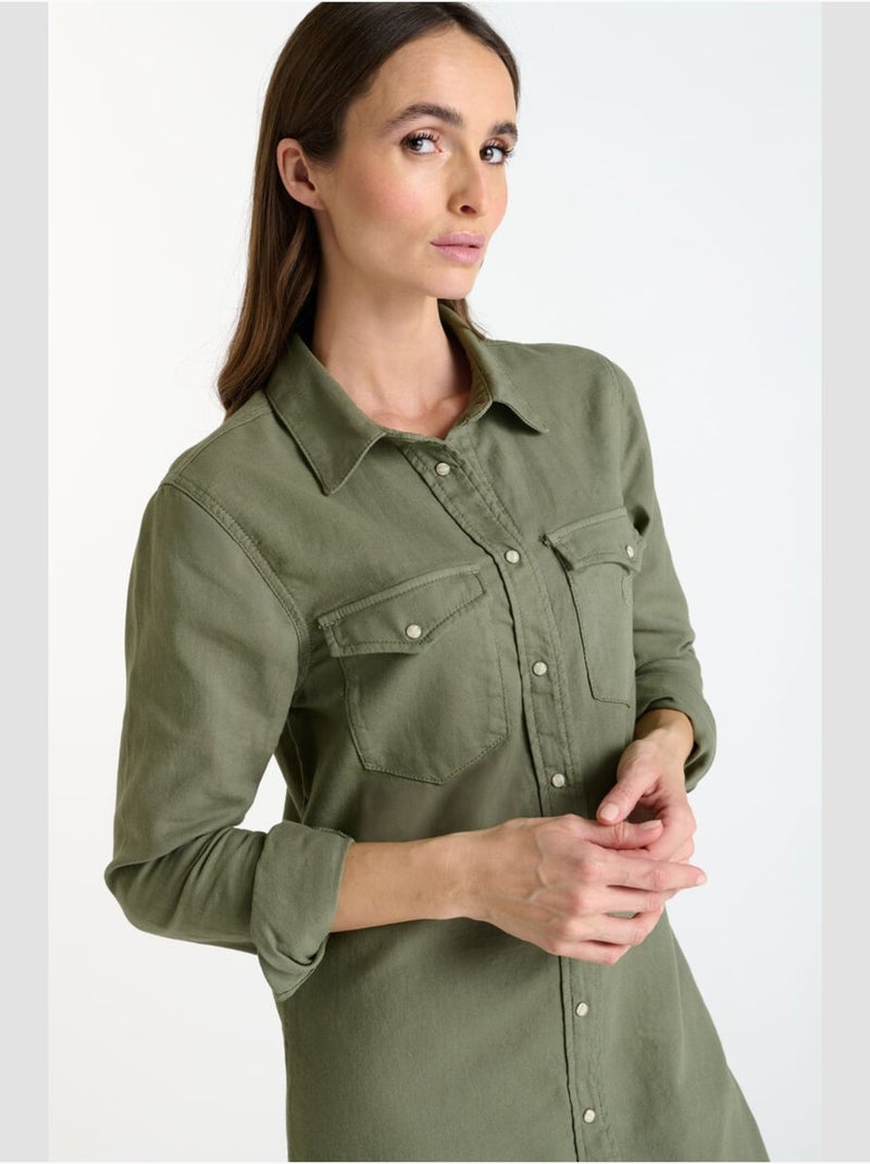 Robe ALIO droite en jeans 'Le Temps Des Cerises' Vert - Kiabi