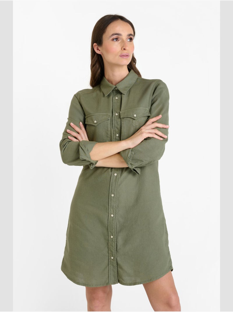 Robe ALIO droite en jeans 'Le Temps Des Cerises' Vert - Kiabi