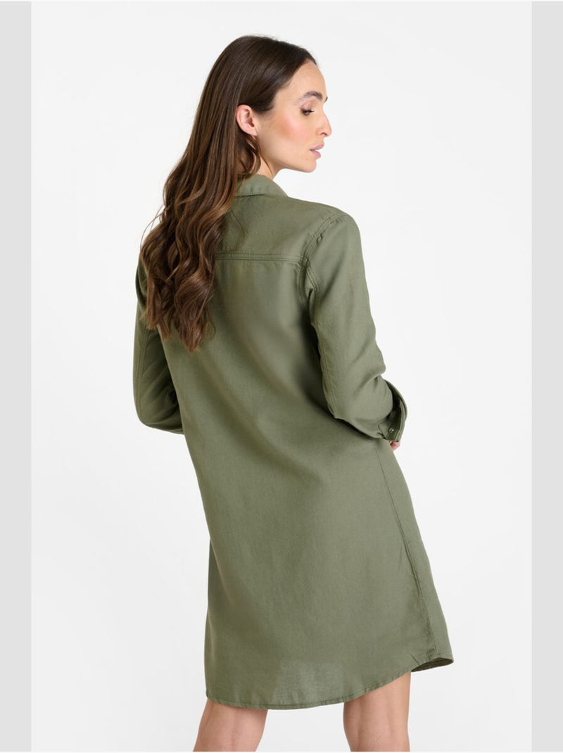 Robe ALIO droite en jeans 'Le Temps Des Cerises' Vert - Kiabi