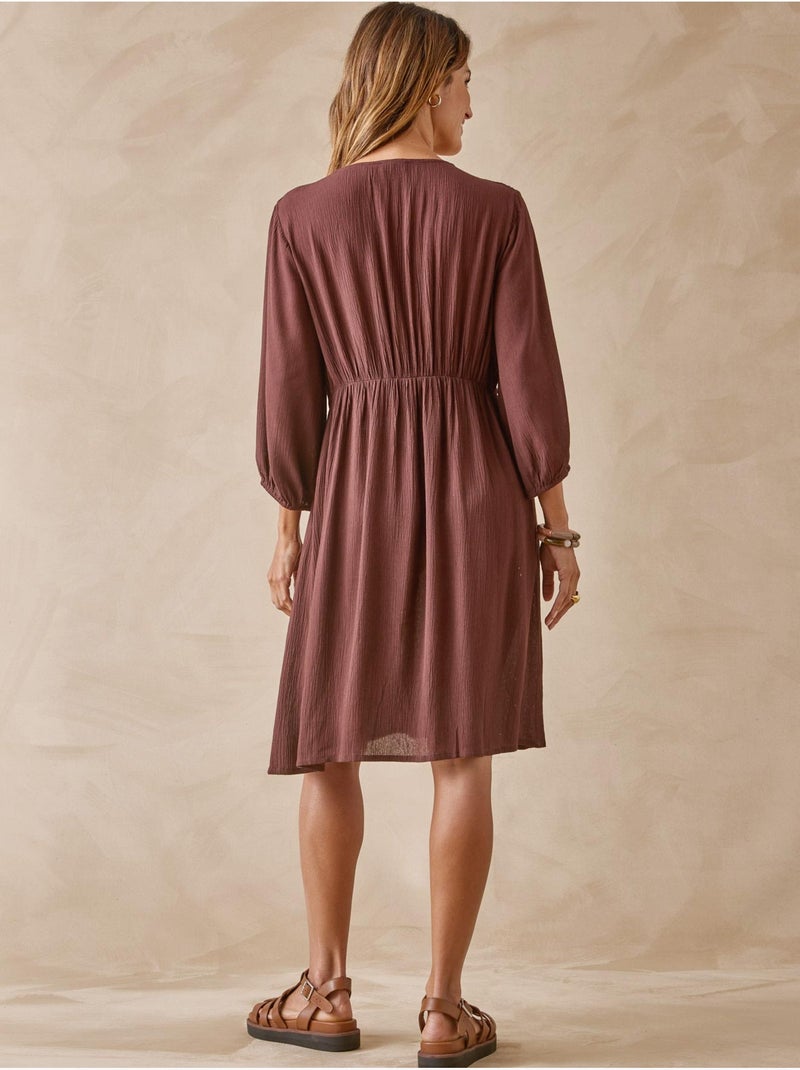 Robe ample avec macramé - DAXON Marron chocolat - Kiabi