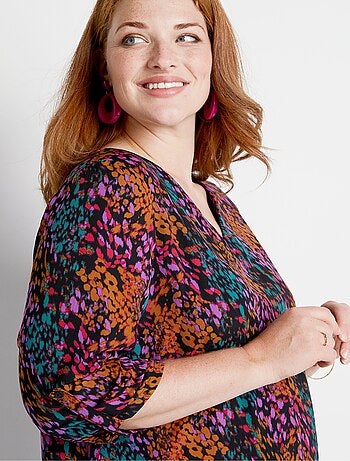 Robe ample courte droite imprimée