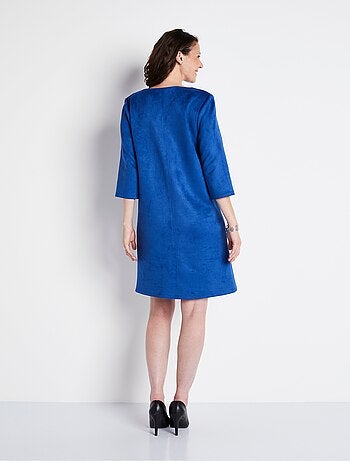 Robe ample courte en tissu suédé uni - Afibel