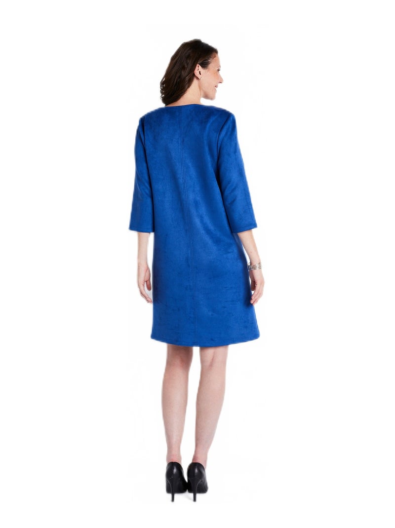 Robe ample courte en tissu suédé uni - Afibel Bleu - Kiabi