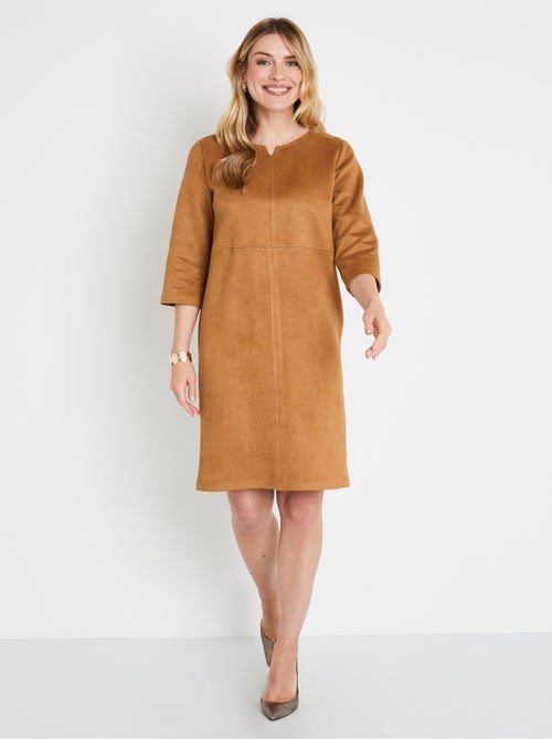 Robe ample courte en tissu suédé uni - Afibel - Kiabi