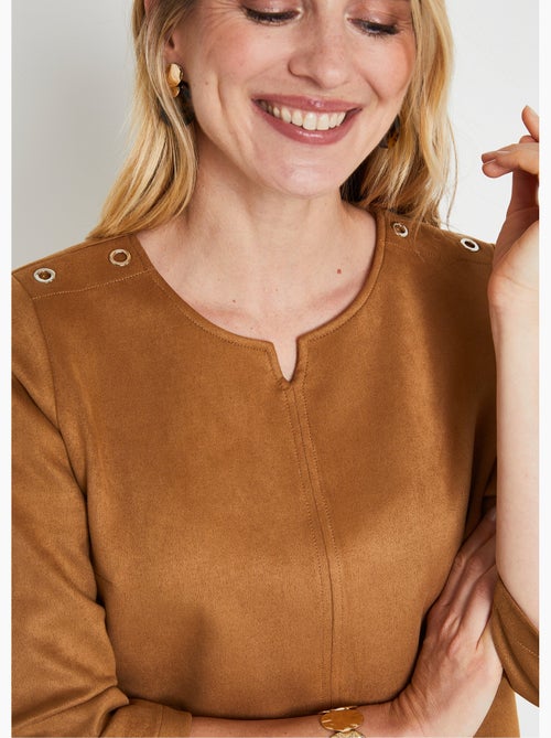 Robe ample courte en tissu suédé uni - Afibel - Kiabi