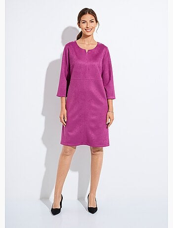 Robe ample courte en tissu suédé uni - Afibel