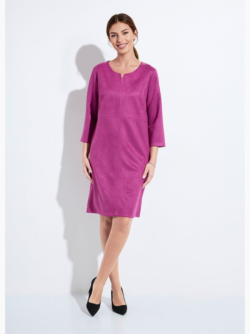 Robe ample courte en tissu suédé uni - Afibel Violet - Kiabi