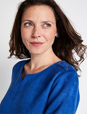 Robe ample courte en tissu suédé uni