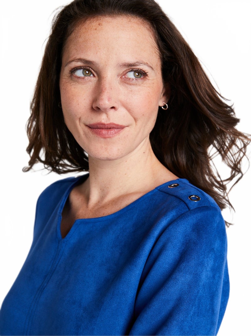 Robe ample courte en tissu suédé uni Bleu - Kiabi