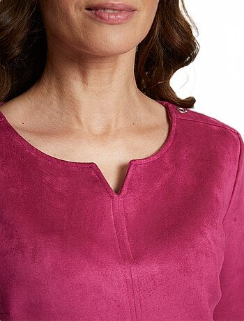 Robe ample courte en tissu suédé uni