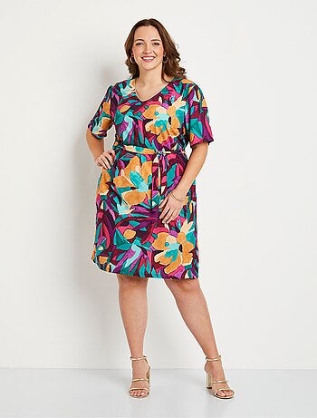 Robe ample courte imprimé floral - Afibel