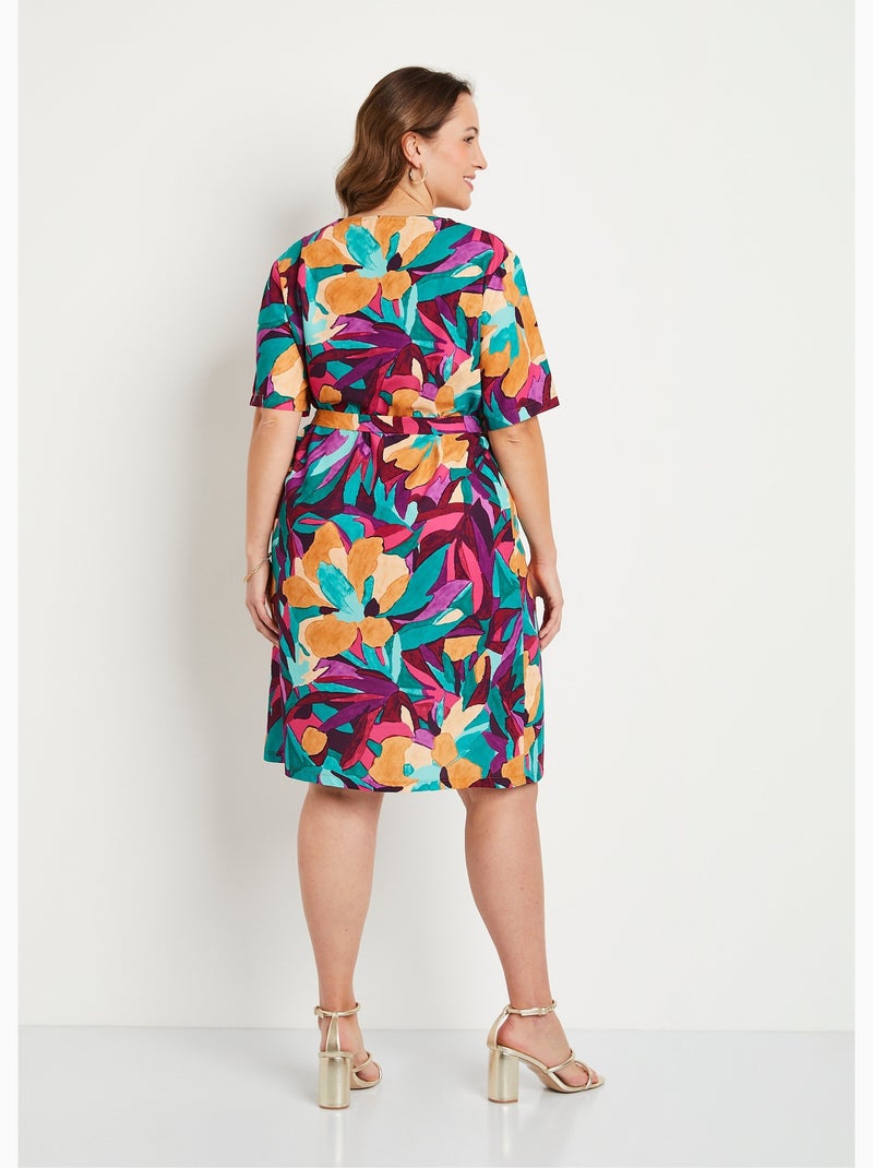 Robe ample courte imprimé floral - Afibel Violet - Kiabi
