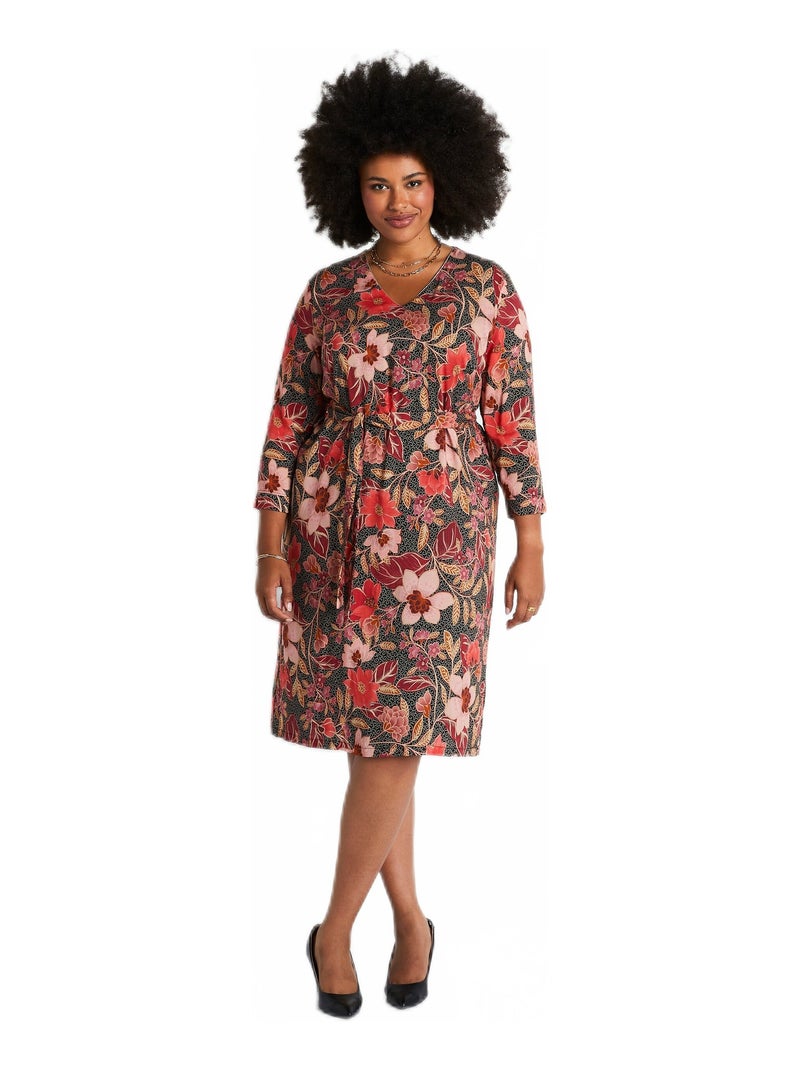 Robe ample courte imprimé floral Orange corail - Kiabi