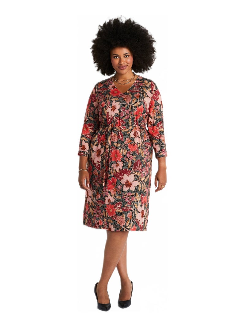 Robe ample courte imprimé floral Orange - Kiabi