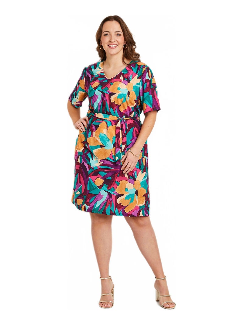 Robe ample courte imprimé floral Violet - Kiabi