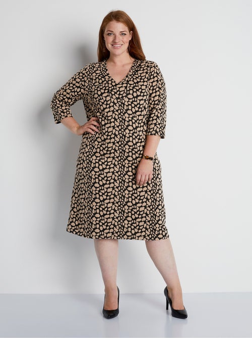 Robe ample courte jacquard bicolore - Afibel - Kiabi