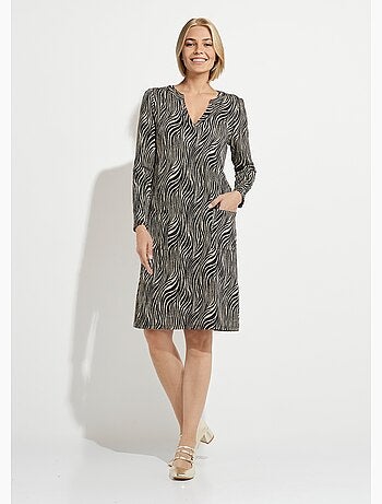 Robe ample courte jacquard zébré - Afibel