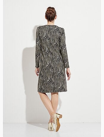 Robe ample courte jacquard zébré - Afibel