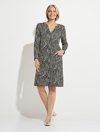 Robe ample courte jacquard zébré