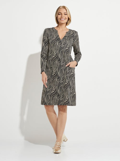 Robe ample courte jacquard zébré - Kiabi