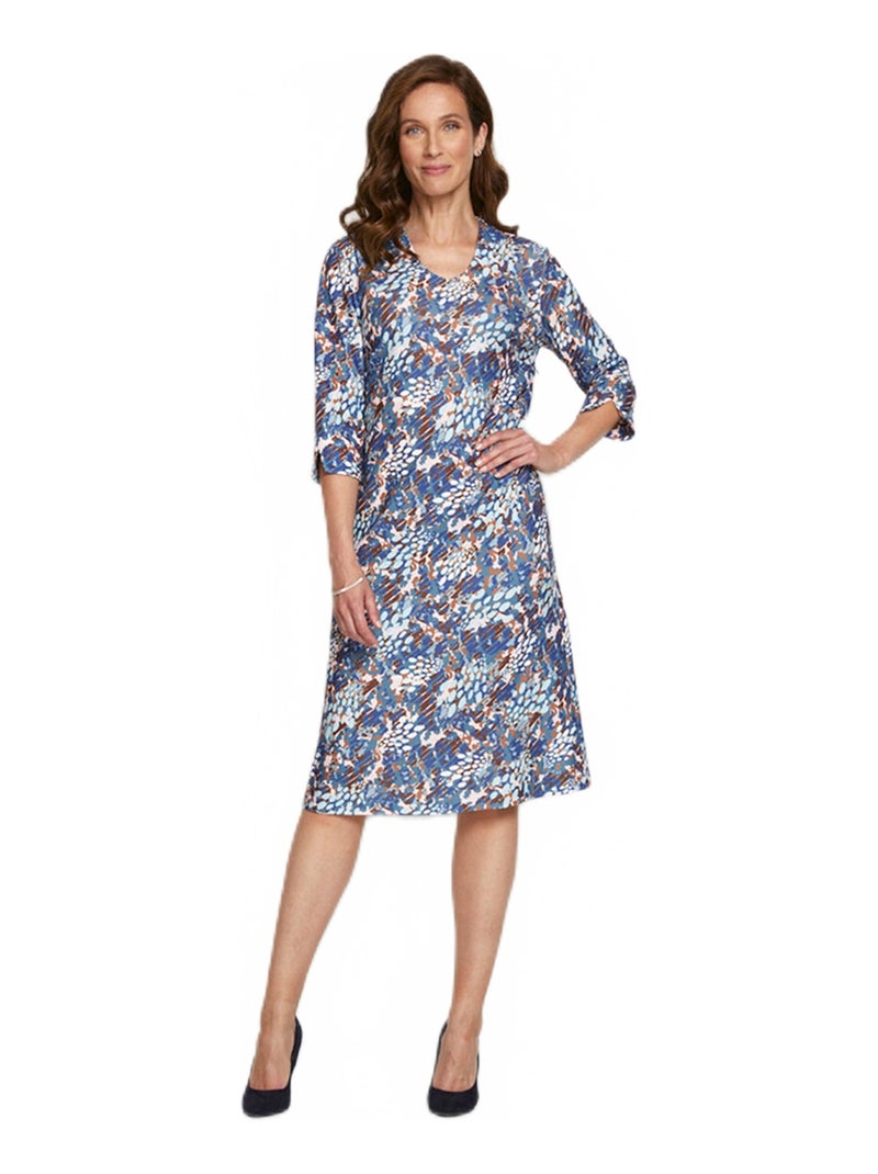 Robe ample courte manches 3/4 imprimée Bleu - Kiabi