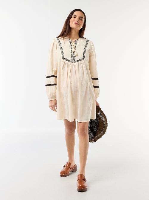 Robe ample de maternité avec broderies - Kiabi