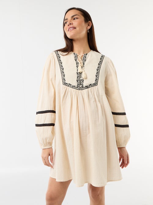 Robe ample de maternité avec broderies - Kiabi