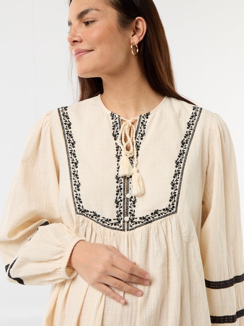 Robe ample de maternité avec broderies - Kiabi