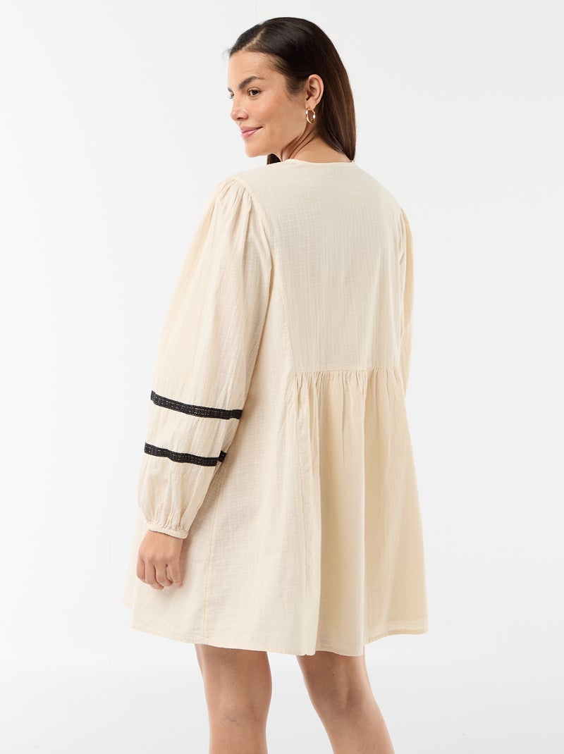 Robe ample de maternité avec broderies Blanc - Kiabi