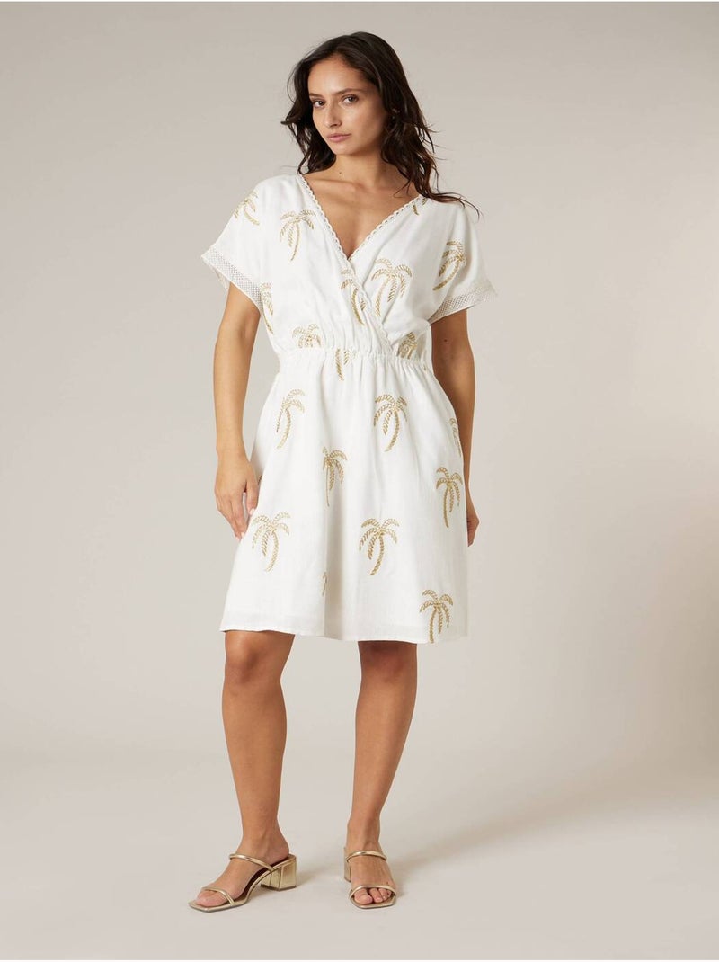 Robe ample femme en lin mélangé 'Deeluxe' Blanc - Kiabi