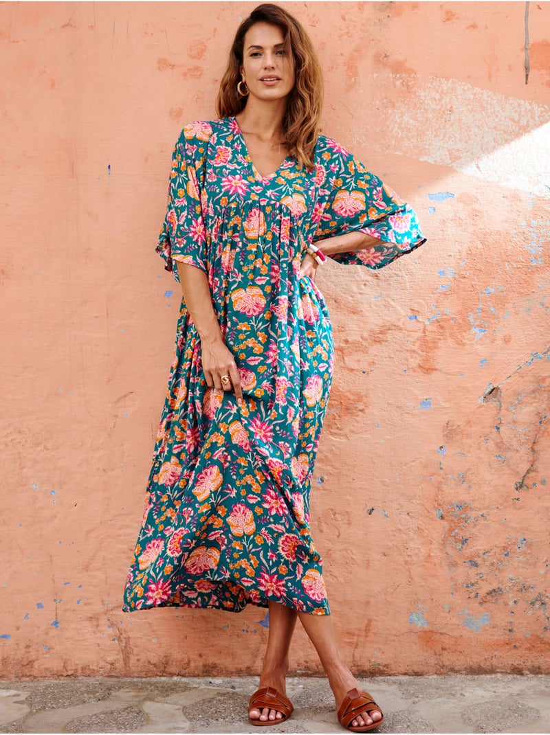Robe ample manches kimono - DAXON Bleu Multicolore - Kiabi