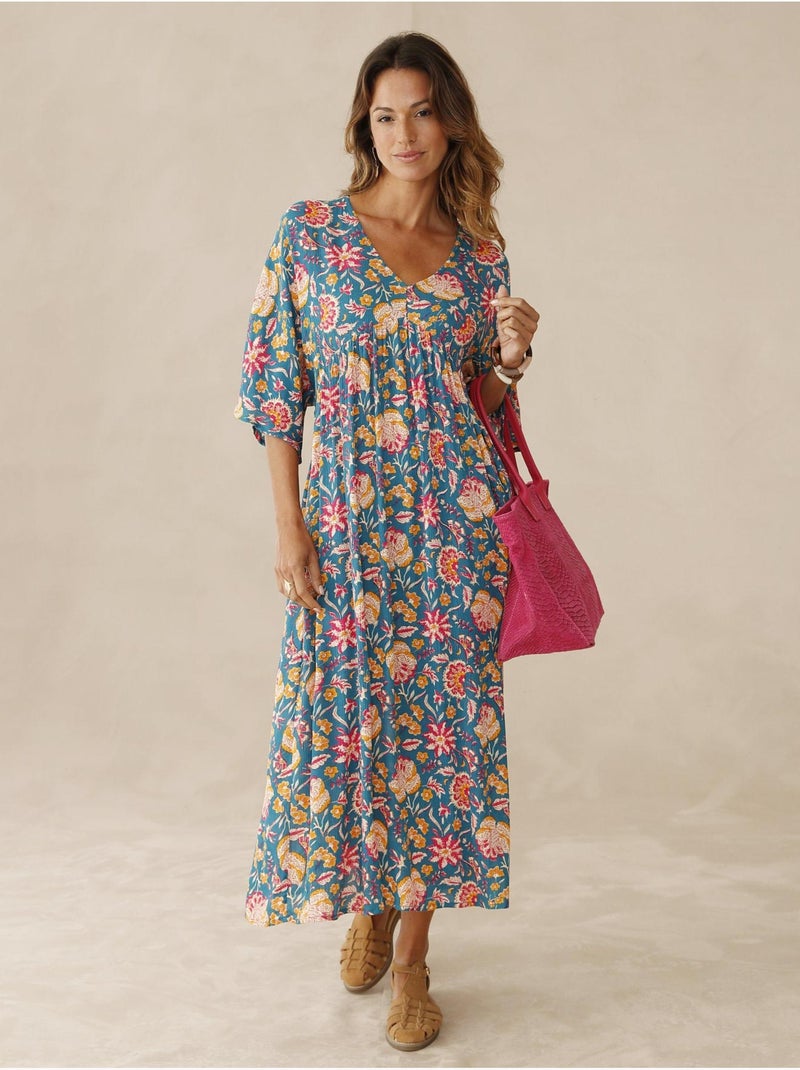 Robe ample manches kimono - DAXON Bleu Multicolore - Kiabi