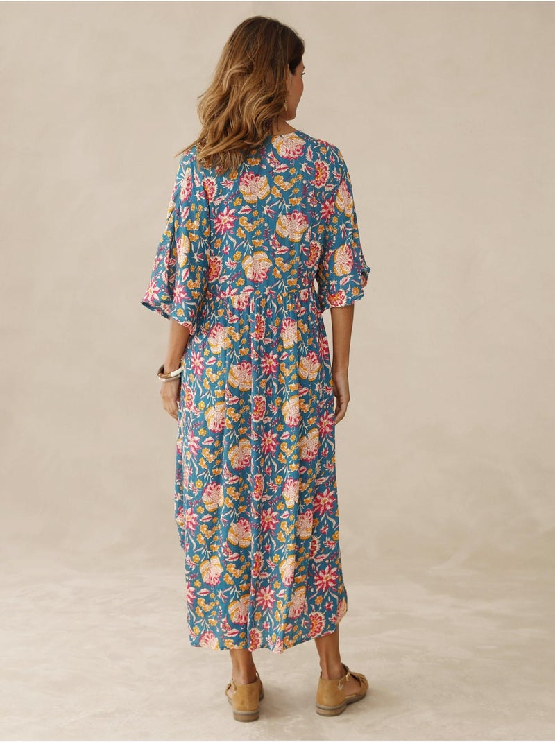 Robe ample manches kimono - DAXON Bleu Multicolore - Kiabi